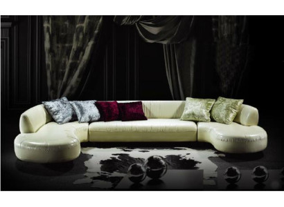 Chesterfield Ecksofa U-Form Luxus Couch Ledersofa Sofas Weiß Modern