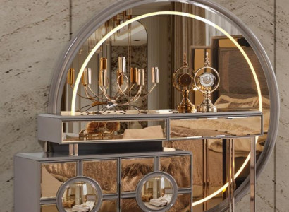 Schminktisch Kosmetiktisch Frisiertisch Frisierkommode Gold Holz Luxus