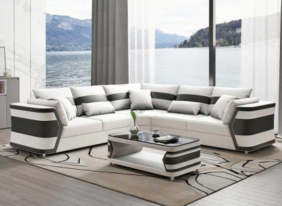 Weiß Eckgarnitur Luxus Ledersofa Ecksofa Couch Sofa Wohnzimmer Modern