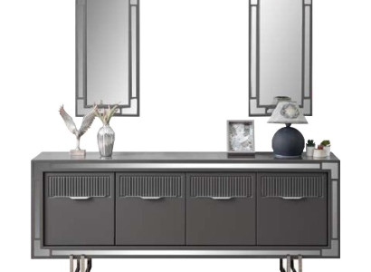 Holzschrank  Anrichte Sideboard Grau Schrank Kommode Holz Esszimmer