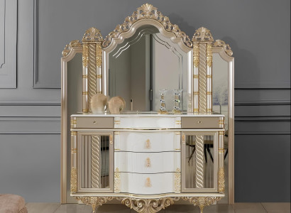 Schlafzimmer Set Luxus Schminktisch mit Spiegel weiß Design neu 2tlg