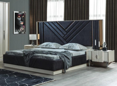 Blaues Bett Designer Bettgestell Schlafzimmer Möbel Luxus Nachttische
