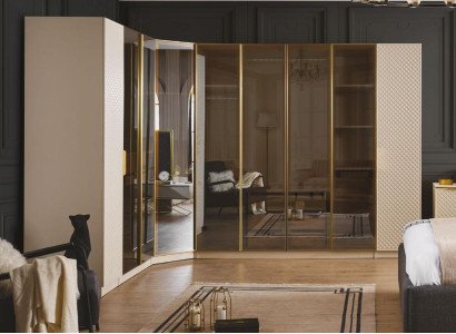 Elegant Eckschrank Schlafzimmer Holz Möbel luxuriös Schrank Beige