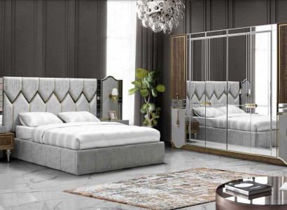 Bett Nachttisch Kleiderschrank 4 tlg Schlafzimmer Set Design Modern Luxus