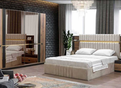Bett Nachttisch Kleiderschrank 4tlg Schlafzimmer Set Design Modern Neu
