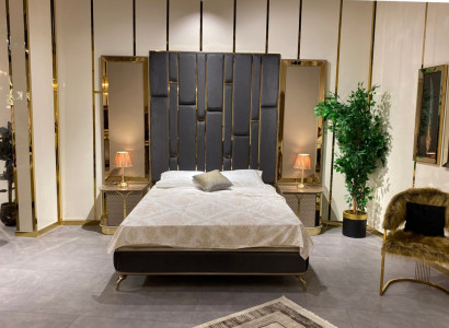 Schlafzimmer Set Bett 2x Nachttische luxuriös 3tlg Komplett Sets Betten