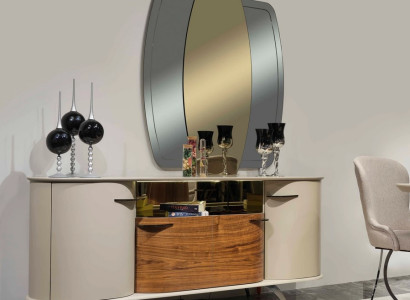 Designer Sideboard Spiegel Design Möbel Konsole Holz Kommode 2tlg.