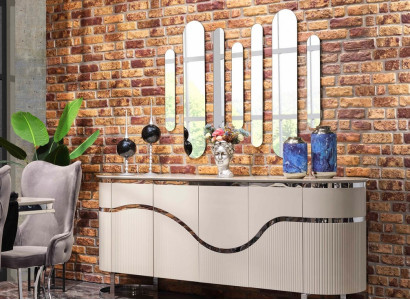 Sideboard Spiegel Esszimmer Holz Esszimmer Set Gruppe Design Garnitur 5tlg