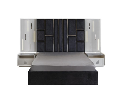 Weiß Bett 2x Nachttische Schlafzimmer Set 3tlg Holz Luxus Garnitur neu