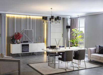 Villen Möbel xxl Anrichte Esstisch Stuhlgruppe Garnitur Esszimmer 7tlg.