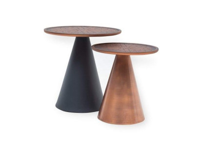 Hochglanz Mehrfarbig Beistelltische 2er-Set Rund Luxuriös Wohnzimmer