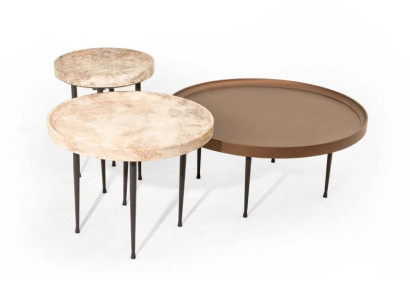 Modernes Beige Wohnzimmer Set 2x Couchtische und Beistelltisch Neuheit