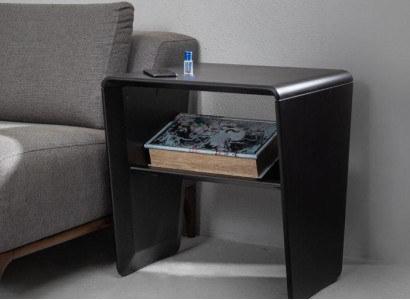 Schwarzer Stilvoller Nachttisch Schlafzimmer Holz Nachtkonsole Möbel