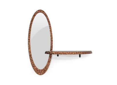 Designer Ovaler Spiegel Luxuriöser Glasspiegel Stilvolles Regal 2tlg
