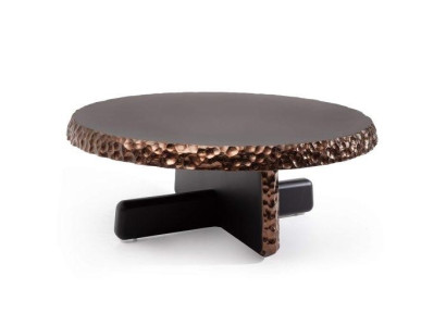 Stilvoller Couchtisch Designer Dunkelbrauner Wohnzimmer Rundtisch Neu