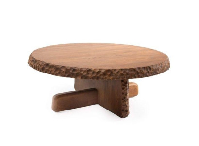 Luxuriös Rund Couchtisch mit Holzplatte in Hellesbrauner Farbe Moderne