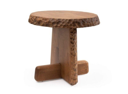 Luxuriös Rund Beistelltisch mit Holzplatte in Hellesbrauner Farbe Moderne