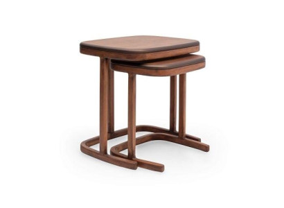 Brauner Beistelltisch-Set Wohnzimmer Couchtisch Garnitur Kaffeetische