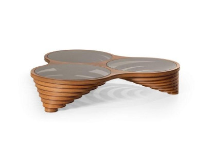 Exklusive Luxus Wohnzimmer Couchtisch Braun Farbe mit Glasplatte Modern