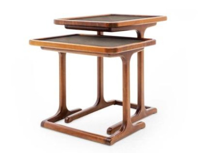 Moder 2x Beistelltische mit Holzplatte in braun Farbe Wohnzimmer neu