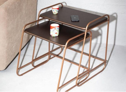 Exklusive Edelstahl Beistelltische Designer Wohnzimmer Möbel Holzplatte