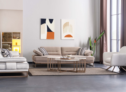 Stilvolle Wohnzimmer Sitzgarnitur Polster 2x Dreisitzer Sofas Sessel