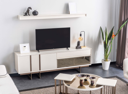Stilvolle Wohnwand Designer TV-Lowboard Moderne Regale Robuste Möbel