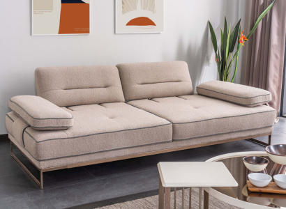 Stilvolles Beiges Sofa Wohnzimmer Dreisitzer Designer Polster Couchen
