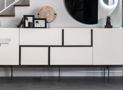 Robuste Schwarz-Weiße Anrichte Esszimmer Designer Holz Kommode Möbel