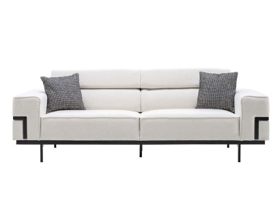 Wohnzimmer Weißes Textilsofa Exklusiver Dreisitzer Polster Couch Neu