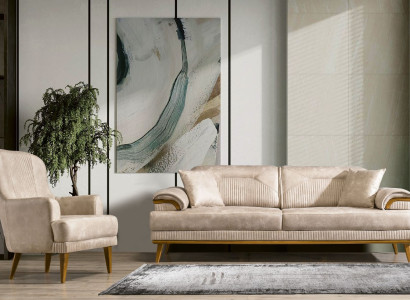 Beige Wohnzimmer Sitzgarnitur Designer Sofagarnitur Polster 3+1 Sitzer