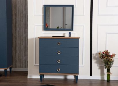 Blaue 4-Türige Kommode Moderne Luxus Anrichte Mit Spiegel Designer Set