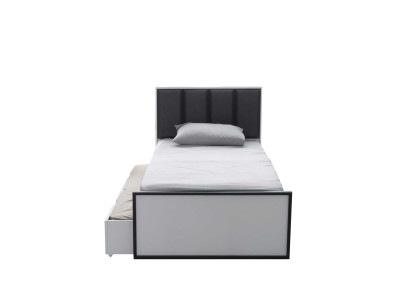 Weiß-Schwarzes Kinderbett Ausziehbares Holzbett Schlafzimmer Möbel Neu