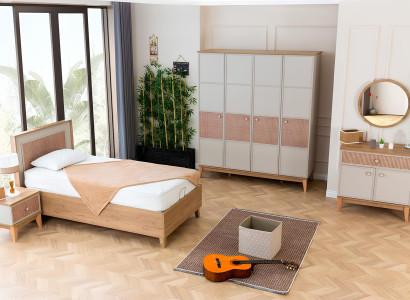 Vollständiges Kinderzimmer Set Designer Kinderbett Kleiderschrank Spiegel