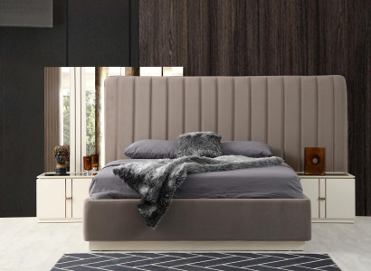 Design Schlafzimmer Set Elegant Luxus Bett und 2x Nachttische Modernes