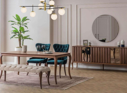 Braun-Weiße Esszimmer Möbel Chesterfield Designer Bank Luxus Esstisch