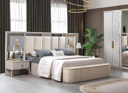 Schlafzimmer Set Luxus Komplettes Bett 2x Nachttisch Modern 3tlg Neu