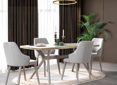 Komplette Essgarnitur 7tlg. Esszimmer Garnitur Modern Tisch 6x Stühle