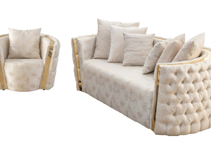 Beige Wohnzimmer Chesterfield Sitzer 2-Sitzer Luxuriöser Sitz Sessel