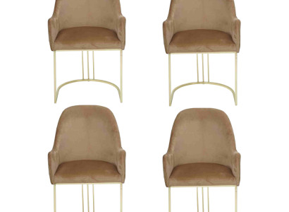 Gruppe Set 4x Sessel Stuhl Design Stoff Polster Stühle Esszimmer Textil