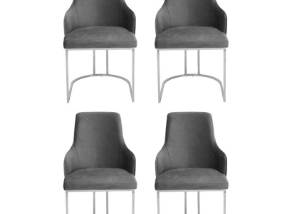 Grauer Stuhl-Set Esszimmerstühle Luxuriöse Sitzmöbel Küchen Möbel 4tlg