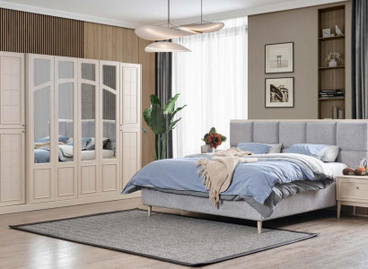 Designer Schlafzimmer Set Bett 2x Nachttische Kleiderschrank Neu und Luxuriös