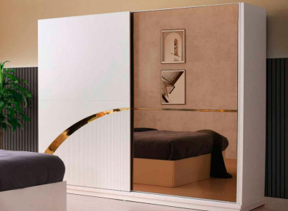 Kleiderschrank Rechteckig Modern Stil Design Weiß Gold Zweifarbig Schlafzimmer