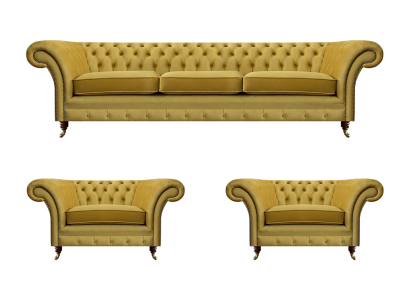 Gelb Sofagarnitur Wohnzimmer Komplett 3tlg Sofas Textil Sessel Neu Chesterfield