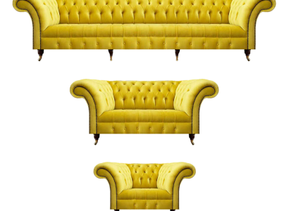 Chesterfield Gelb Sofagarnitur Wohnzimmer Möbel Sofa Couch Textil Sessel