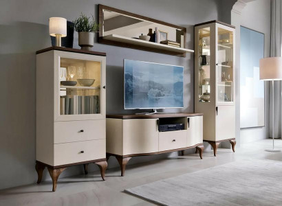 Wohnzimmermöbel Set 2x Vitrinen luxuriöses TV-Lowboard Set Stilvoller Wandregal