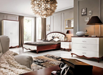 Stilvoller Schlafzimmer Set Holzmöbel Komplett Luxuriöses Bett 2x Nachttische