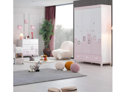 \Kinderzimmer Set Mehrfarbig Komplett  Kleiderschrank Kommode Helles 2tlg Neu