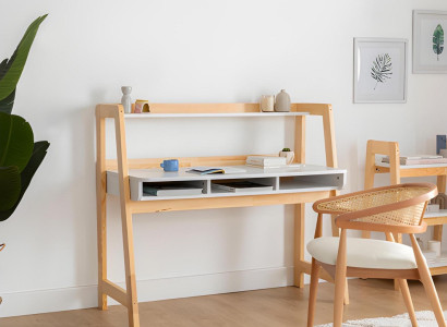 Weiß-Beiger Computertisch Robuster Bürotisch Ablagetisch Holz Möbel Neu