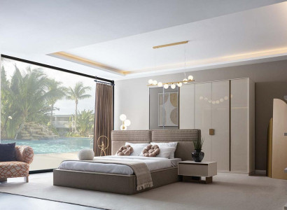 Luxus Schlafzimmer Bett Garderobe Nachttisch Kleiderschrank Set 4tlg.